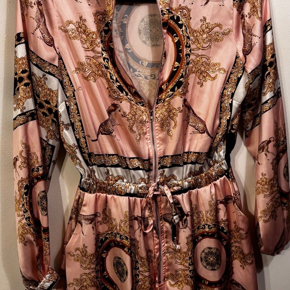 No1Los Angeles Paisley romper long sleeves elastic waist zip up S long sleeves - Picture 3 of 14